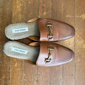 Steve Madden Tan Leather Men's Slip-On Mules Loafers - Size 10